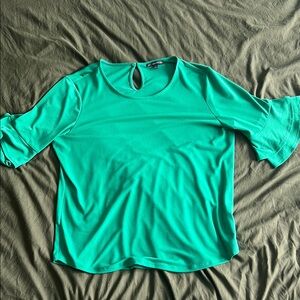 Adrianna Papell Green Ruffled 3/4 Sleeve Blouse